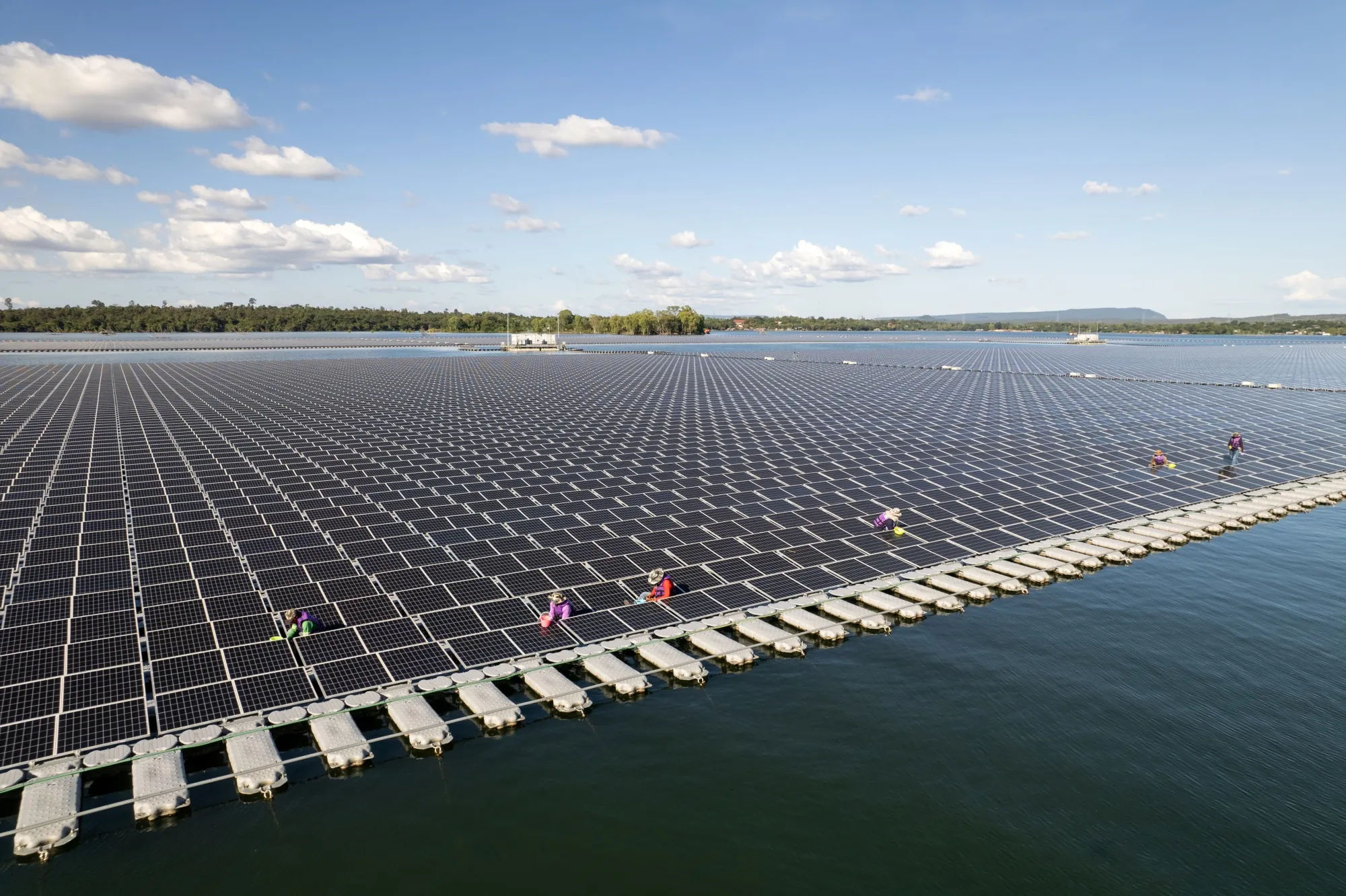 Floating solar farms